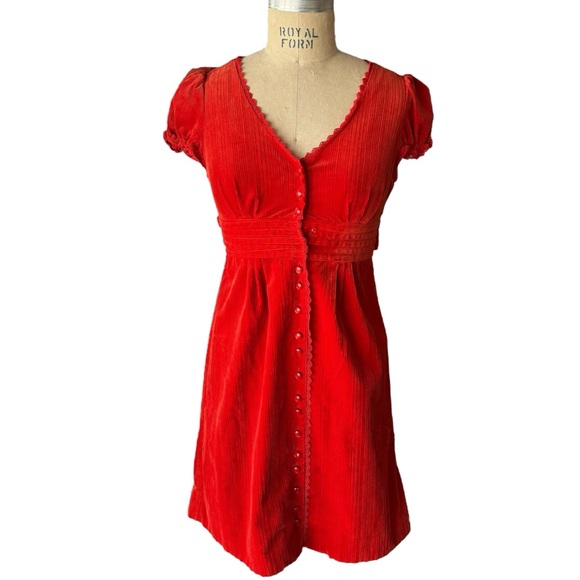Anthropologie Dresses & Skirts - Maeve Anthropologie Red-Orange Corduroy Button Dress